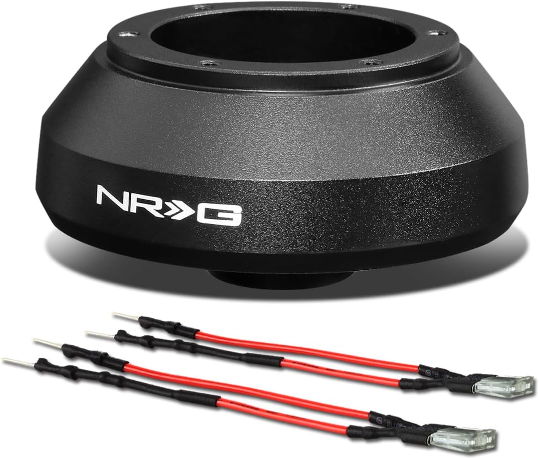 NRG Innovations Racing Style Steering Wheel Quick Release Short Hub Adapter, 6 X 74mm Bolt Pattern, Black Body, NRG-SRK-103H-A