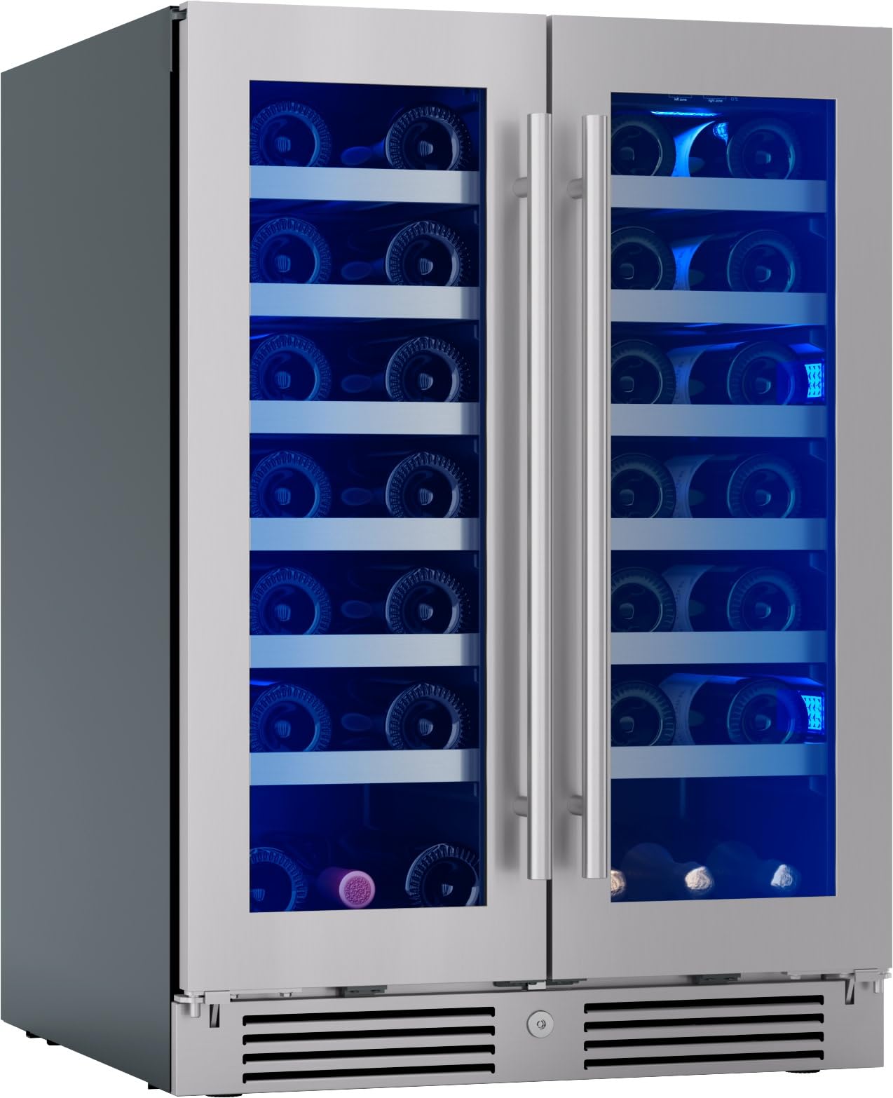 Zephyr Prw24c32c Presrv 24 Inch Wide 42 Bottle Capacity Built-In/Free Standing Dual Zone Wine Cooler With 3-Color LED Lighting - Stainless Steel on Fridge.com - View 5
