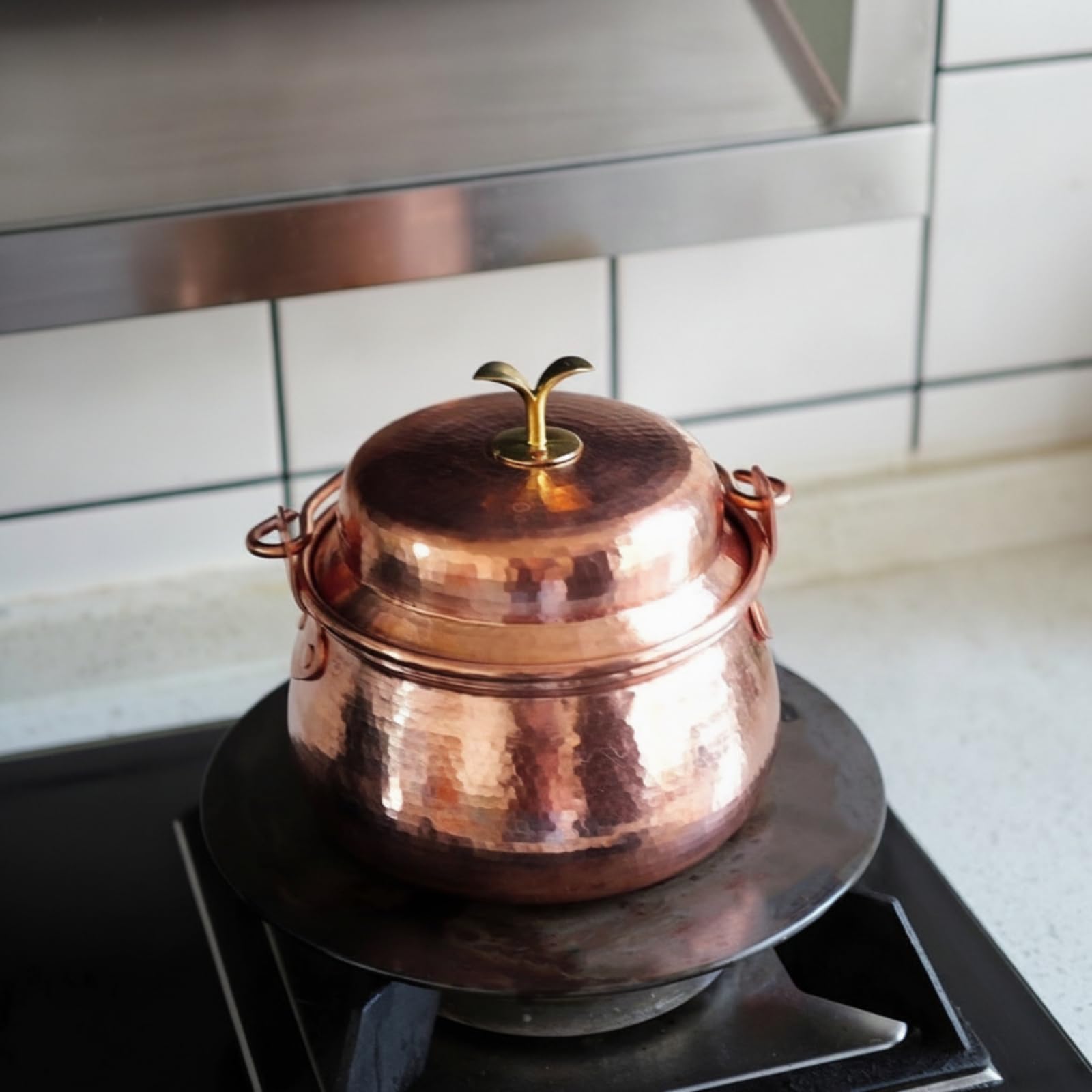 Mini Kupfertopf Kupfer Kochtopf Schmortopf Serviertopf Handgehämmert mit Dekorativem Und Robuster Konstruktion Kompaktes Format 1100ml für Kochen Servieren Wohnambiente