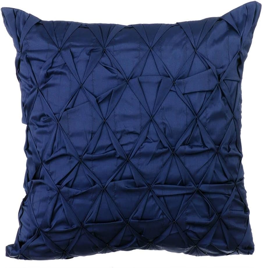 The HomeCentric Cushion Cover Custom, Decorative Navy Blue Cushion Cover Couch 16x16 inch (40x40 cm) Taffeta Fabric Pillow Covers, Solid Color, Knots, Textured, Rhombus, Modern - Navy Companioins