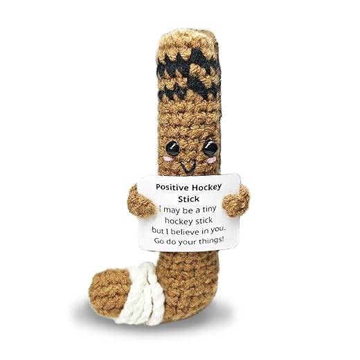 Positive Crochet Hockey,Handmade Collectible Hockey Stick- Emotional Support Decor,Motivational Gift for Hockeys Fans,Player,Coach,Best Friend,Man Cave Sports Decor Accent