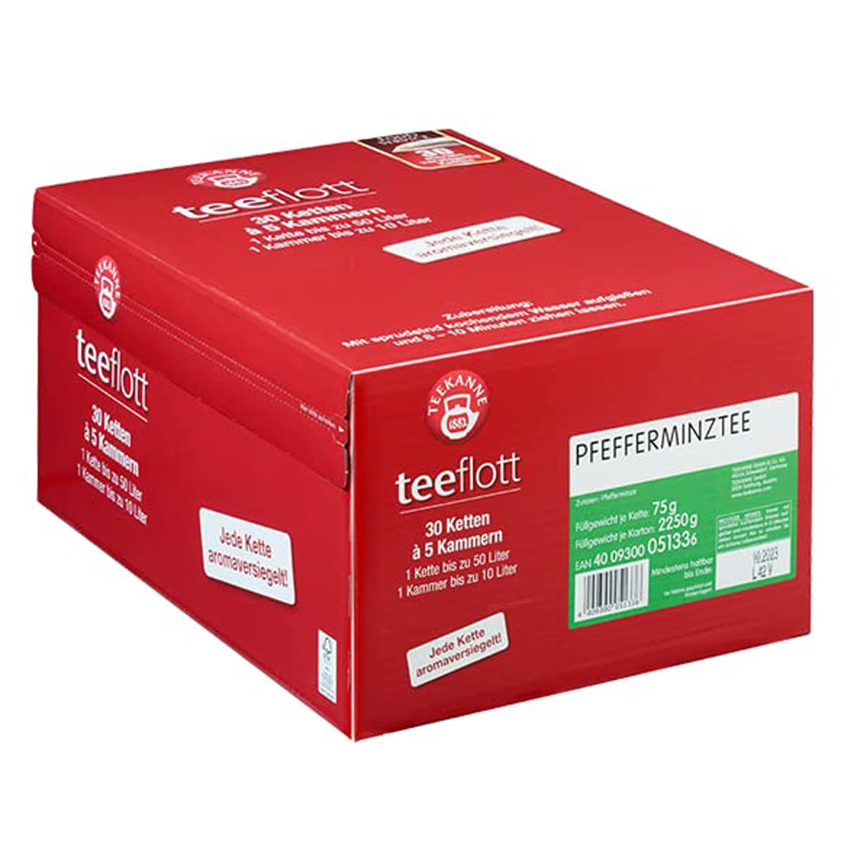 Teekanne "teeflott" Gro?filterketten (Pfefferminze) | 30 Ketten ? 5 Kammern (150 ? 10 Liter) | Tee f?r Event & Gastronomie | Gro?e Teebeutel