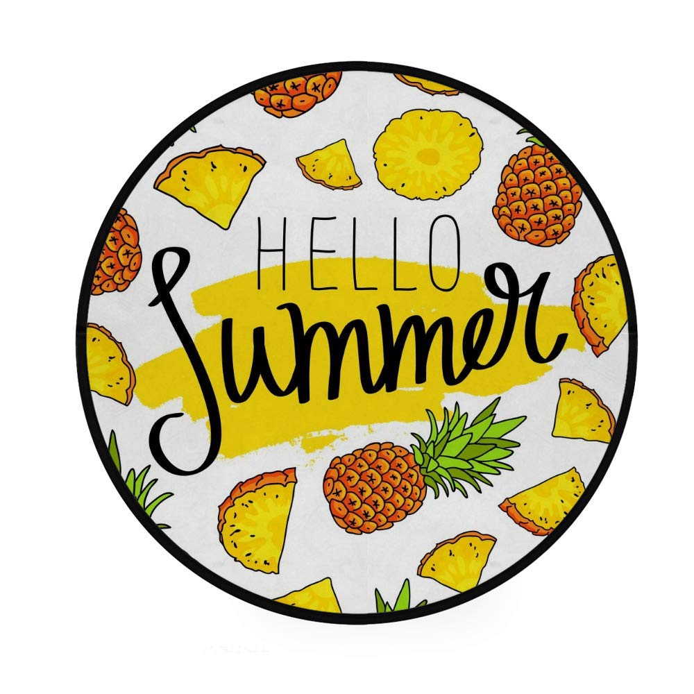 Paillasson rond Hello Summer tapis intérieur en polaire pour salon