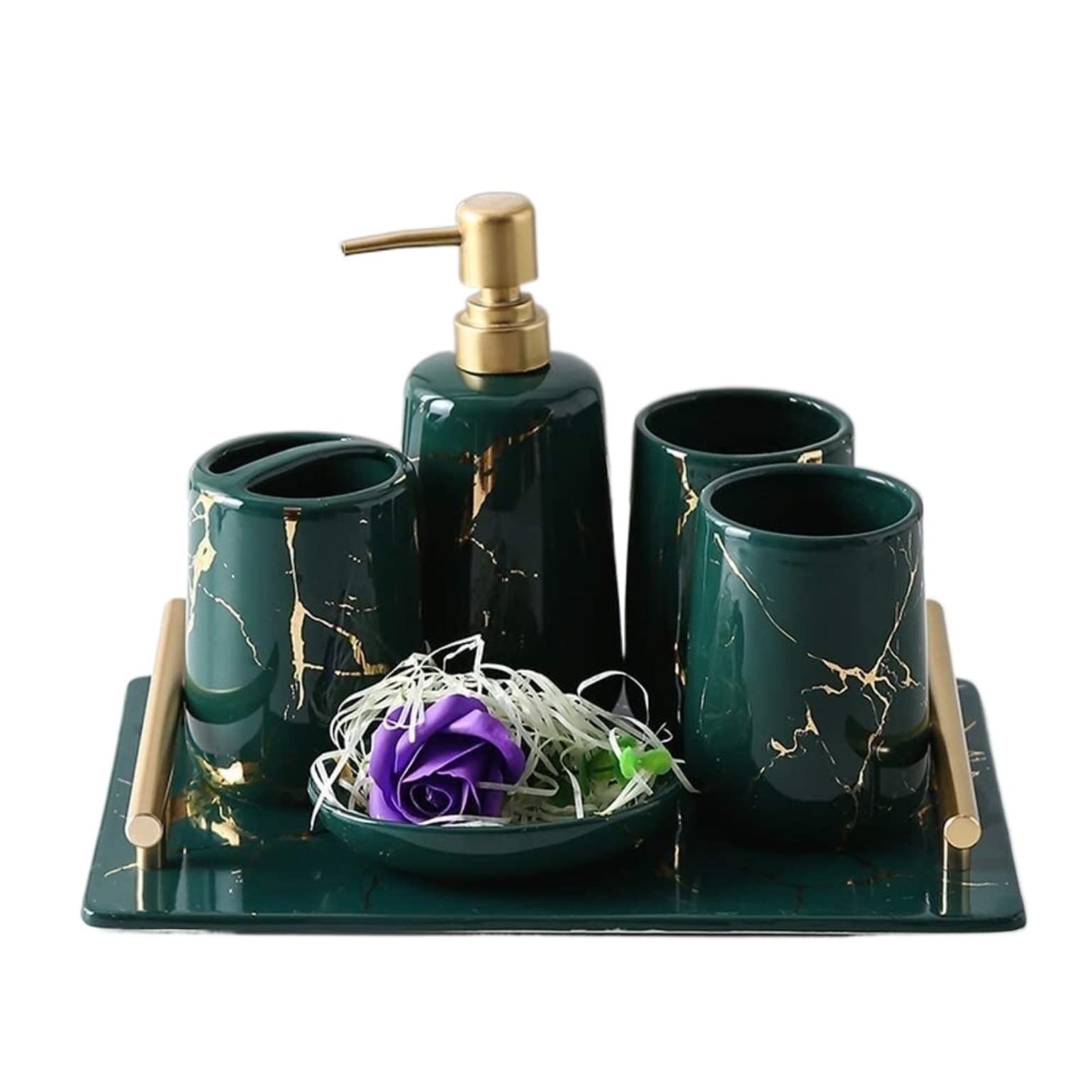 Badezimmer Set Seifenspender Set Badezimmer Zubehör Set Moderne Designstücke Keramik Licht Luxus Bad Zubehör Bad Set Für Badezimmer Deko Badezimmer (Color : B)