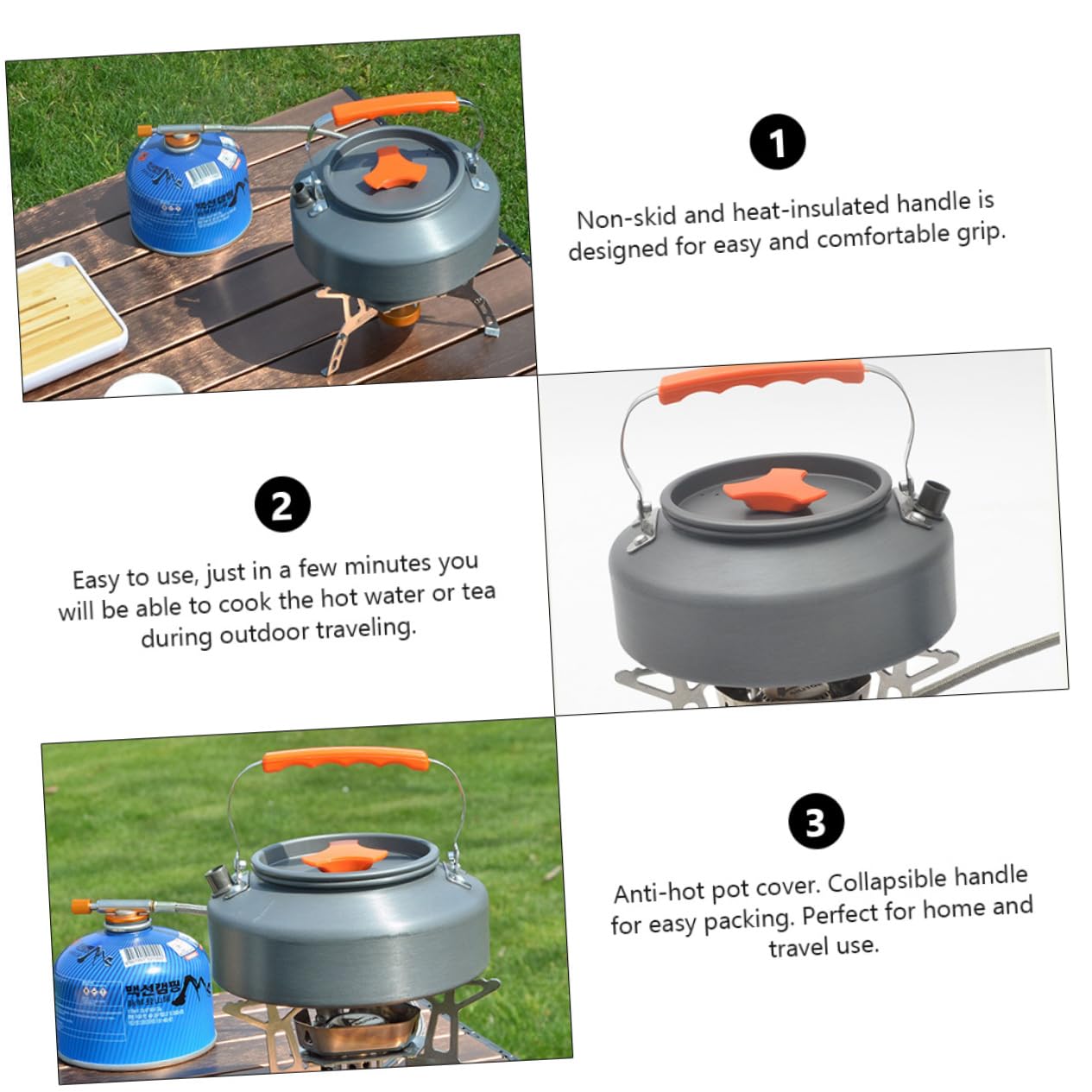 VANZACK Outdoor Portable Tea Kettle Durable Camping Water Boiler with Heat Resistant Handle for Hiking Picnics and Easy to Boil