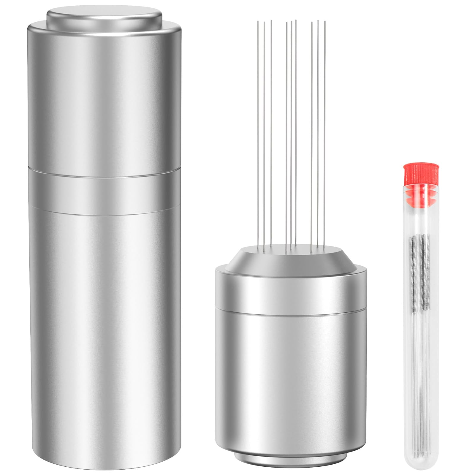 TIVERAIN WDT Espresso Distribution Tools Espresso Stirrer Tool WDT Coffee Distributor for Barista Espresso Machine Accessories 9*0.35mm Espresso Grounds Stirrer with Extra 9 Replaceable Needles,Silver