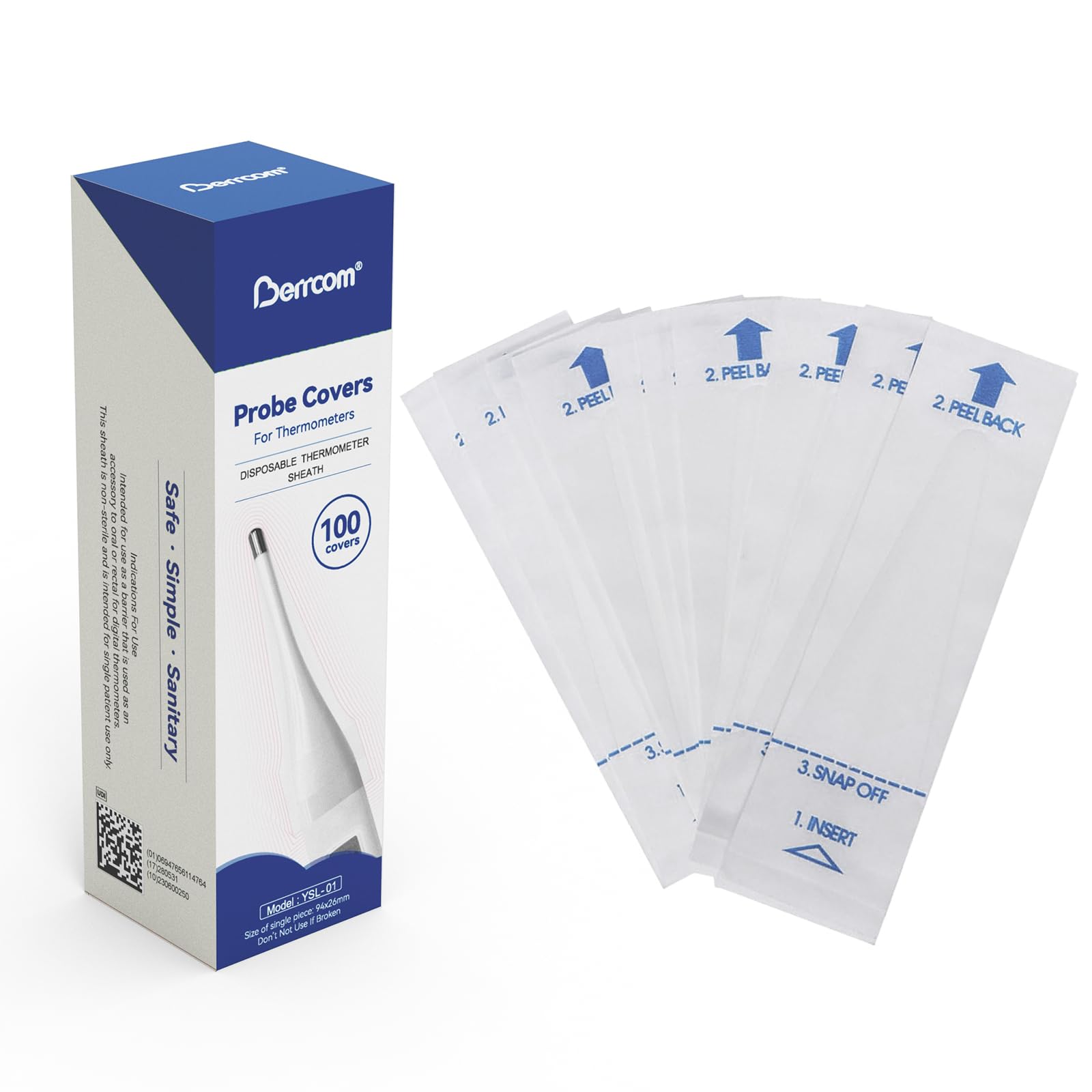 Juego de 100 fundas desechables para termómetros digitales Berrcom, fundas universales para termómetros orales y rectales, para adultos y niños.