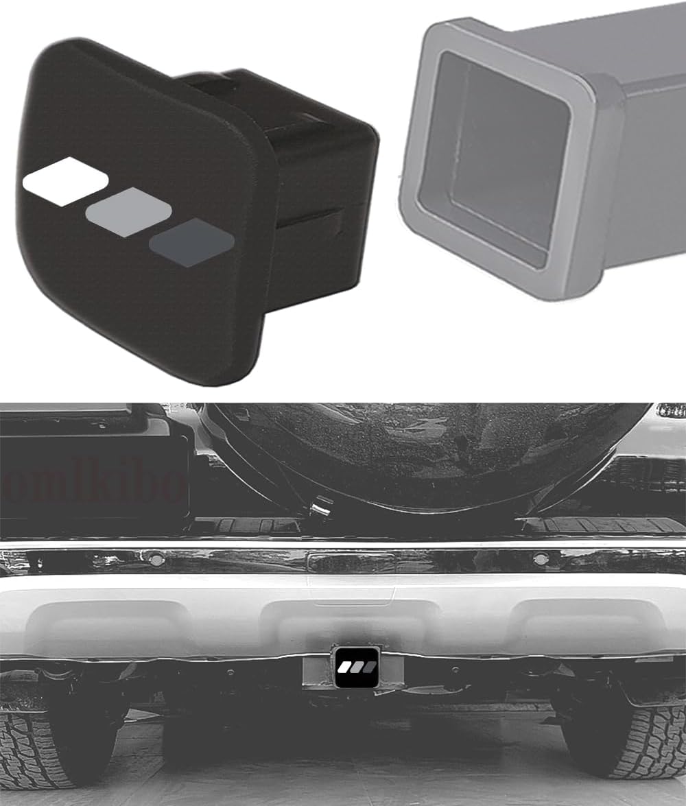 2 Inch Tri-Color 3 Color Logo Trailer Hitch Tube Cover Plug Cap, Rubber Receiver Tube Hitch Plug Compatible with Toyota Car Accessories. (White Gray A)