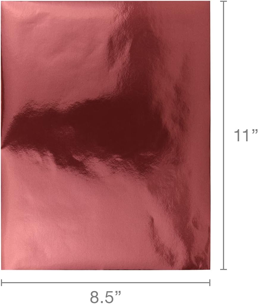 Hygloss Metallic Foil Paper for Arts and Crafts, Classroom Activities and Artists-Party or Holiday Décor-8.5" x 11"-Burgundy-12, Burgundy 12 Sheets