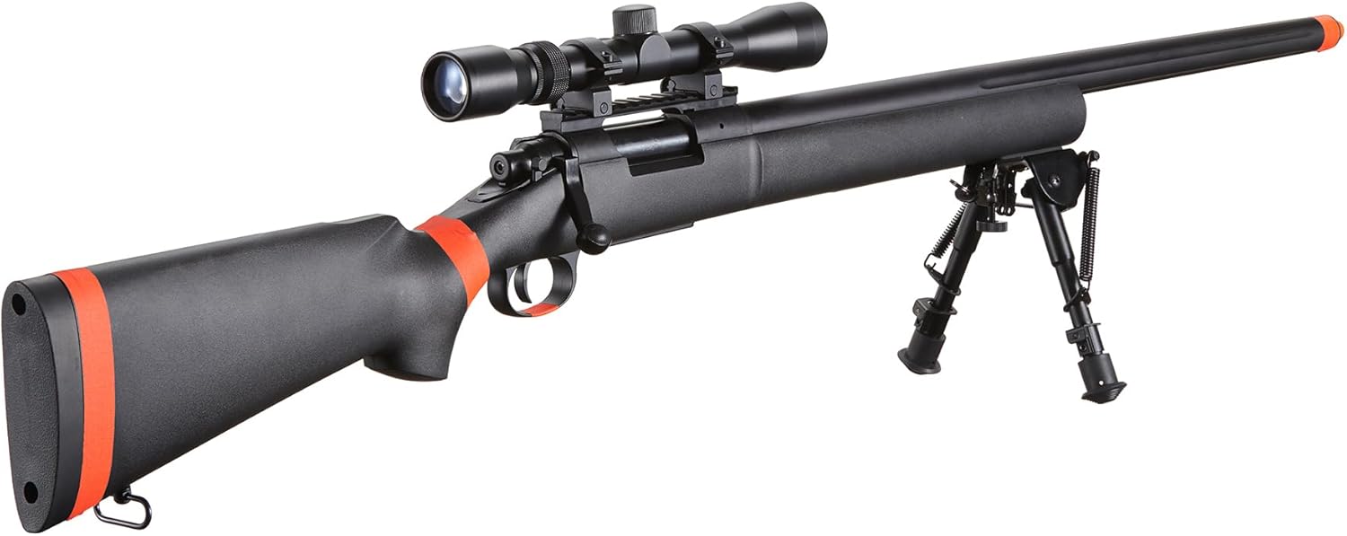 Lancer Tactical M24 Bolt Action Spring Powered Sniper Airsoft Rifle Up to 500 FPS (Threaded)-California Compliant