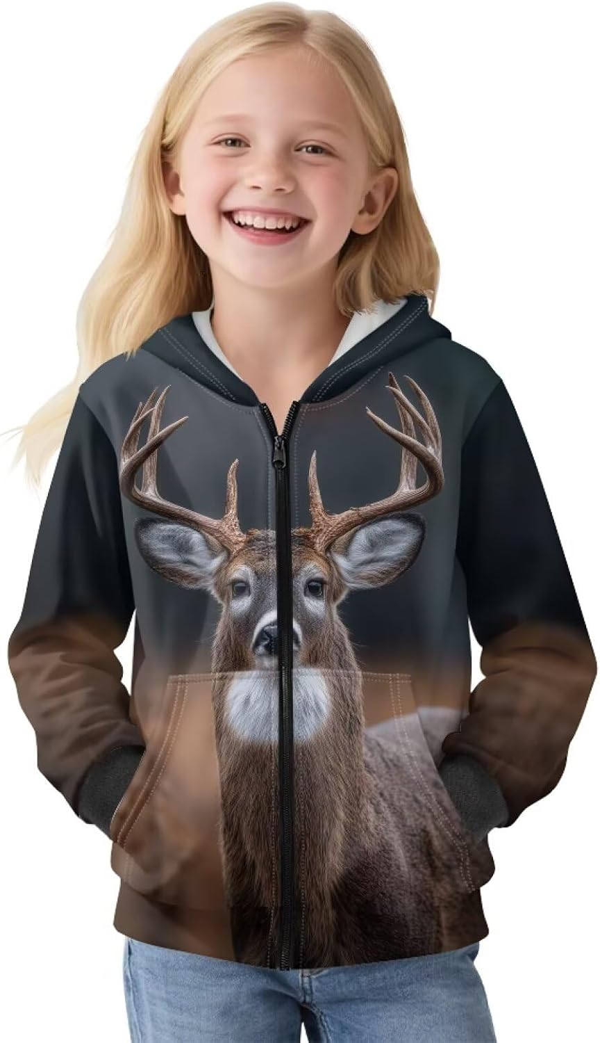 Kids Zip up Hoodies for Girls Warm Fleece Winter Jacket 6-16 Years, Comfy Hooded Sweatshirts with Pockets