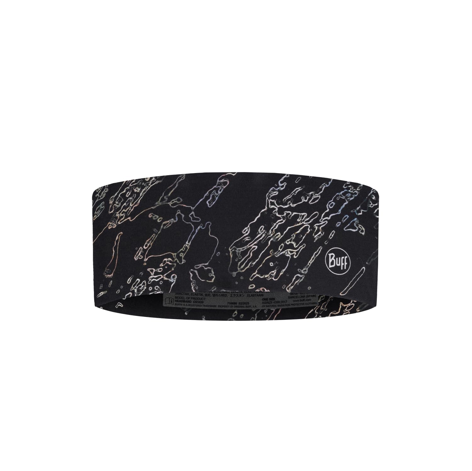 BUFF®| Headband CoolNet UV® Wide Comfortable, UPF 50 Protection, Sports, Elastic, Recycled Material, One Size Black