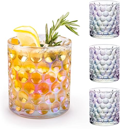 ACASSA, Vaso de vino iridiscente, vasos de cóctel para whisky, vasos para beber de uñas, vidrio de whisky de cristal, base pesada, arco iris,