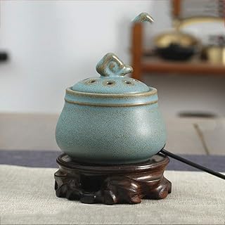 セラミック電気香炉、プラグイン家庭用沈香香、屋内電子香炉、温度調節可能なLCDタイミング香炉、（黒、青、白、黒A、青A、白A） (Color : Blue-A)