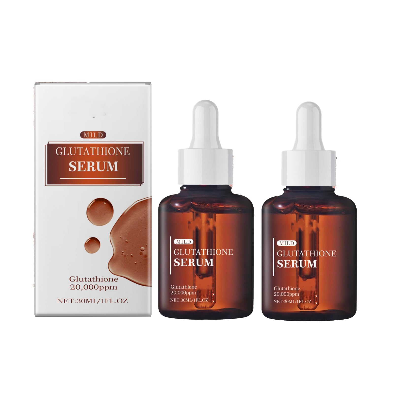 Glutathione Serum,Glutathione Serum with 20,000ppm Glutathione,Niacinamide and hyaluronic acid-30ml (2PCS)