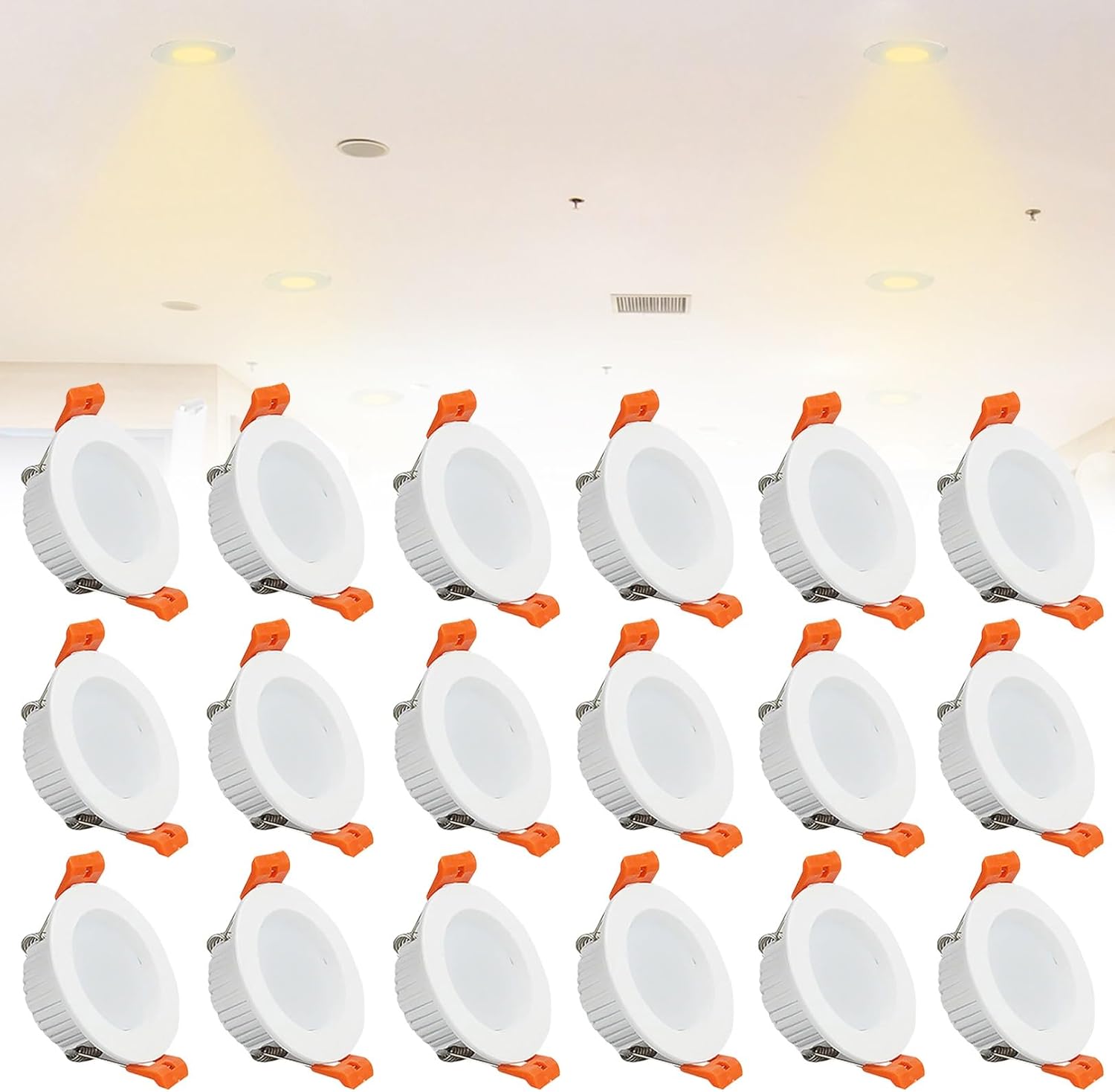 18Pack Round Recessed Ceiling Flat Panel Down Light Ultra Slim Lamp 3000K/4000K/6500K Selectable, Recessed Panel Lighting with Driver(Neutral White,3w)