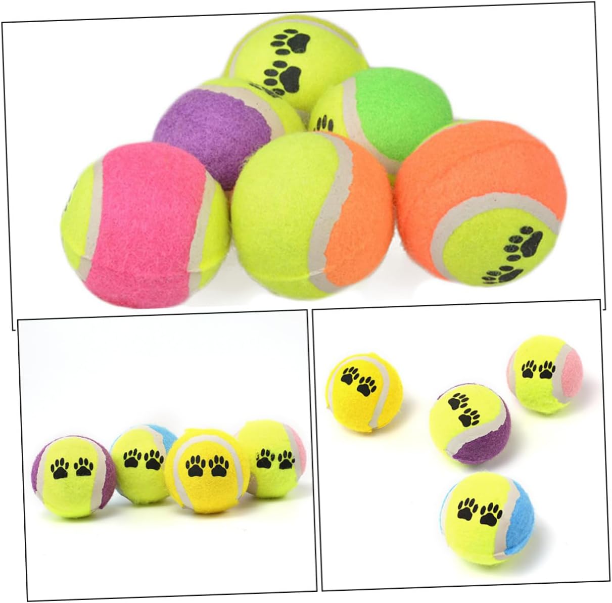 Cabilock 16pcs Dog Fetch Balls Small Plush Tennis for Puppies Sturdy Training Throwing Balls Outdoor Interactive Pet Random Color