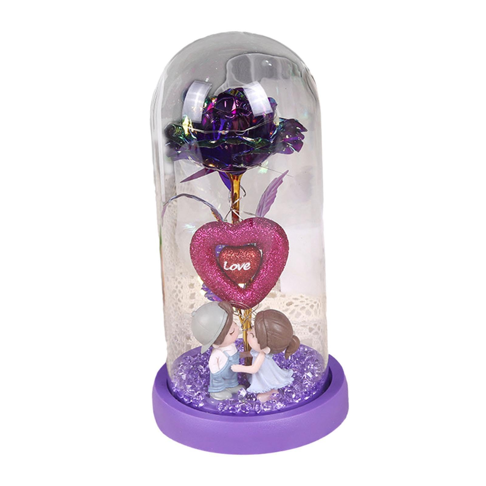 Veilleuse élégante rose pour chambre : lampe de table violette 24 cm