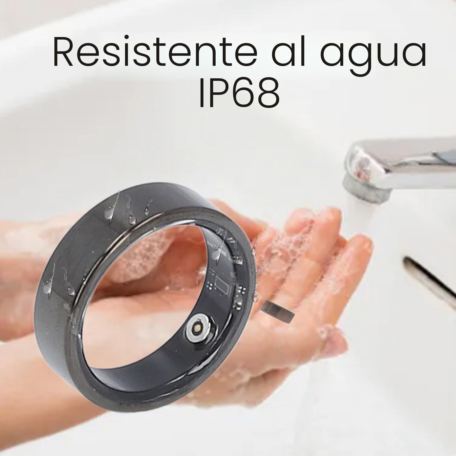 Anillo Inteligente para Hombres y Mujeres, Rastreador de Ejercicios a Prueba de Agua IP68, Monitoreo del Sueño y de los Pasos de Salud, Anillos (21,5 mm/0,85 Pulgadas)