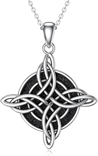 YAFEINI Collar de nudo de brujas de plata de ley con nudo celta con dije de nudo celta, joyería pagana de bruja wiccana, regalos irlandeses para
