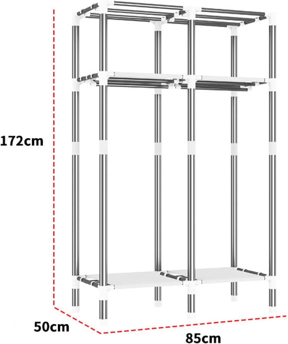 Wardrobe, Canvas Wardrobe for Bedroom, Clothes Closet Storage Organizer with Hanging Rail, Fabric Wardrobe,C-85x50x172cm