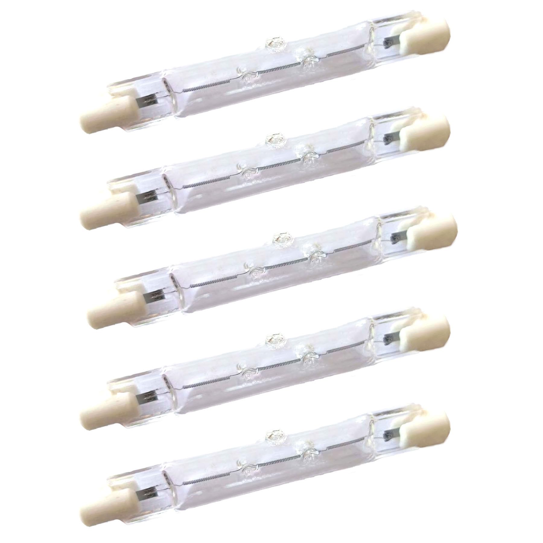 Bombilla halógena R7S 78mm 220V J78 Tubo halógeno de doble extremo 100W Reemplazo Cristal transparente blanco cálido 2700K para lámparas de pie y focos, 100W, 5PCS