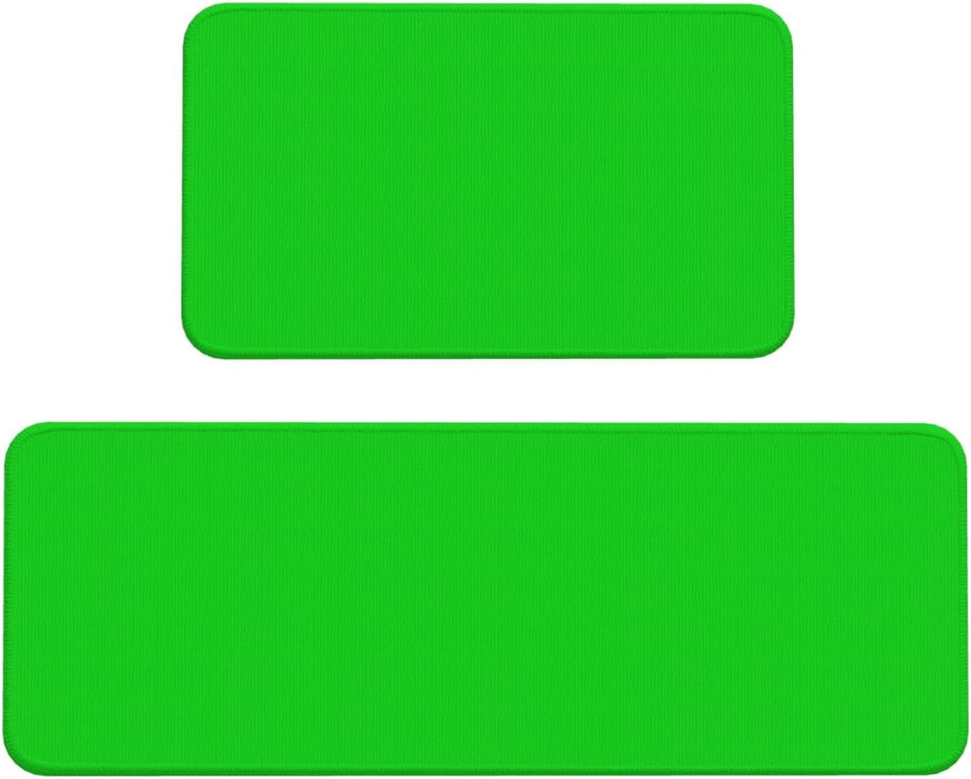 Green Print Kitchen Rugs Sets of 2 Non Slip Washable, Anti Fatigue Kitchen Mats for Floor, Home Decor