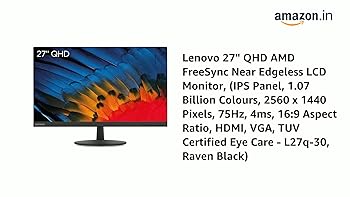 Lenovo 27インチ IPSLCD FreeSync応答速度4ms モニター Lenovo 27
