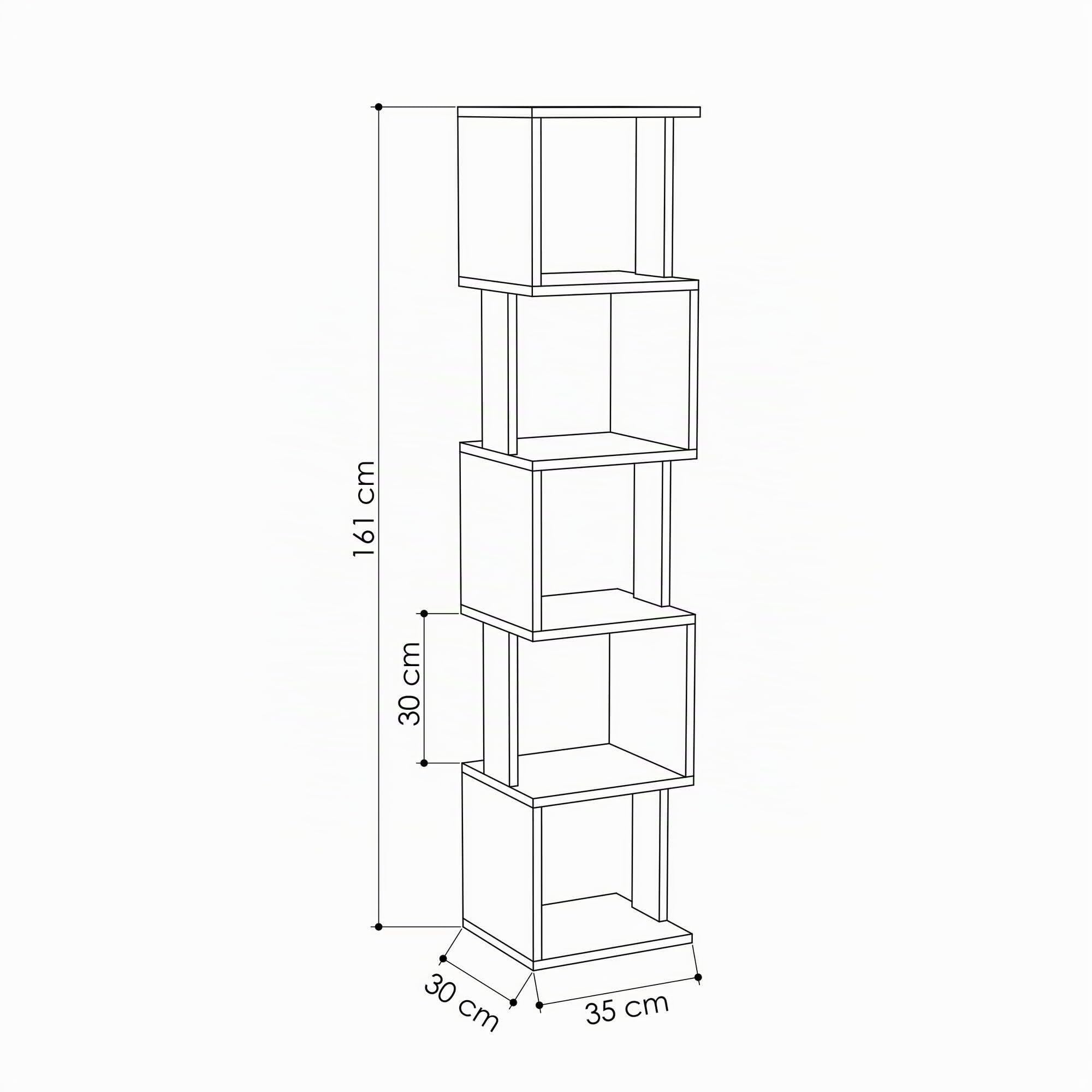 Dmora - Bibliothèque Aglaia, Etagère de Bureau, Porte-Livre Mobile, Librairie, 35x30h161 cm, Chêne et Anthracite