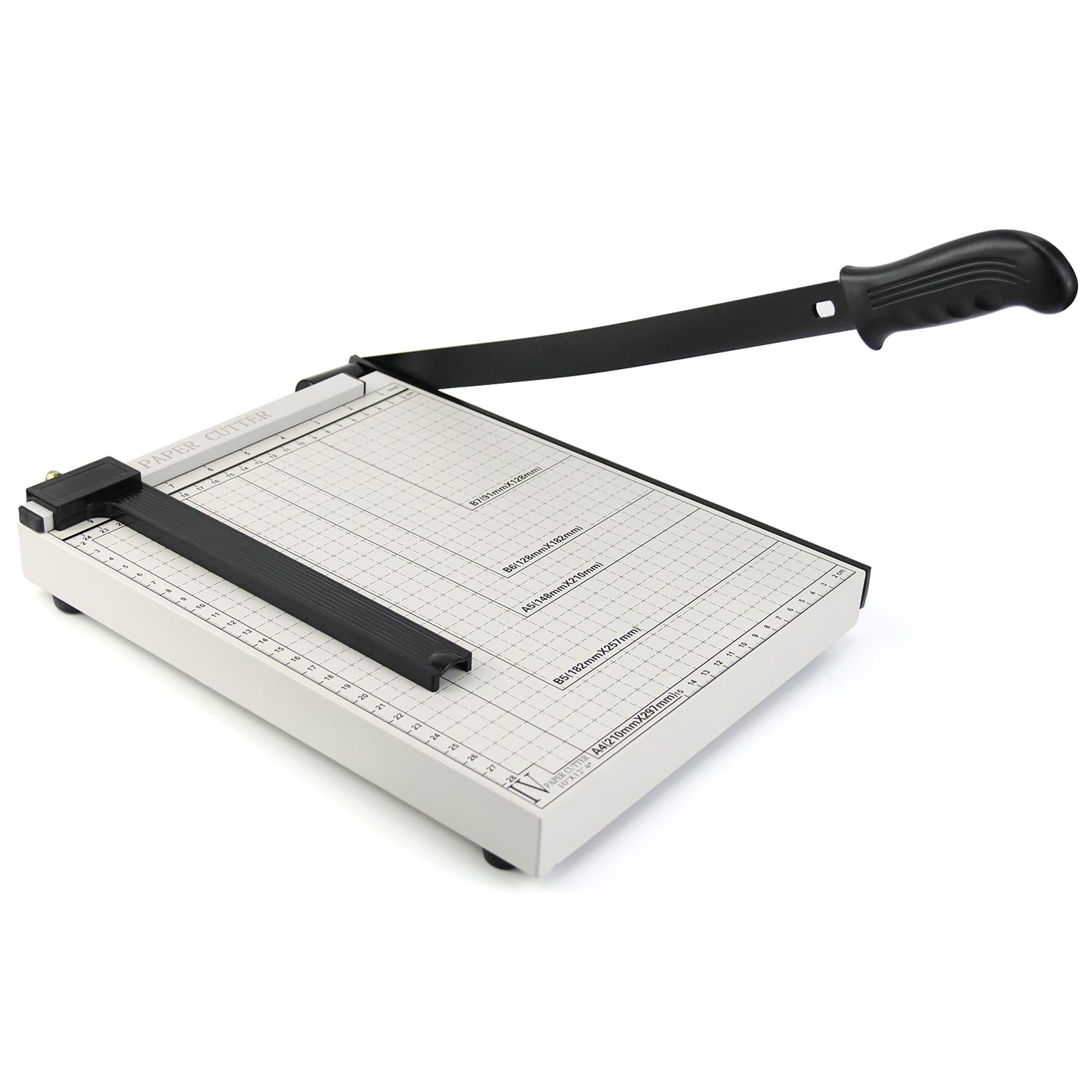 Hmfmdy Paper Cutter, Guillotine Paper Cutter, 12" Cut Length Papers Trimmer, Heavy Duty Metal Base PaperCutting Board, 10 Sheet Capacity Papers Slicer for Cardstock Crafts, Coupon, Label Photo - Black