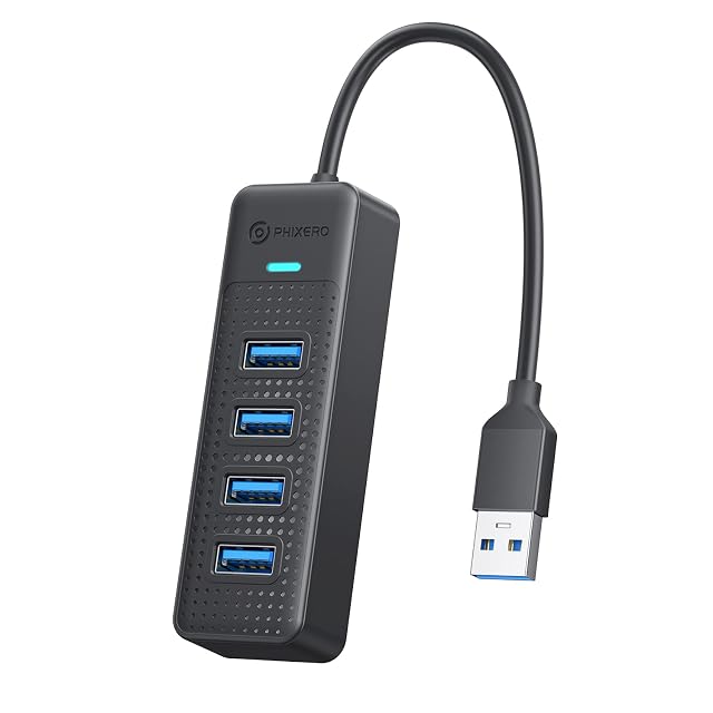 PHIXERO USB 3 2 Gen1 Compact Hub USB A 4-Port Splitter for Laptop Desktop PC and More 5Y