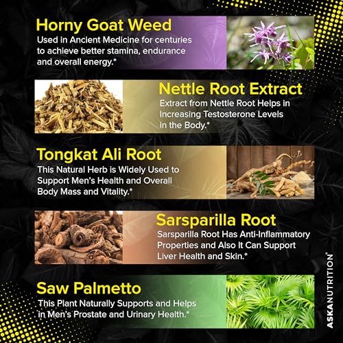 Aska Nutrition ASKA-TEST-2PK Testosterone Booster For Men - Male Enhancing Supplement With Horny Goat Weed & Tongkat Ali - Muscle Builder Enlargement Pills thumb #4