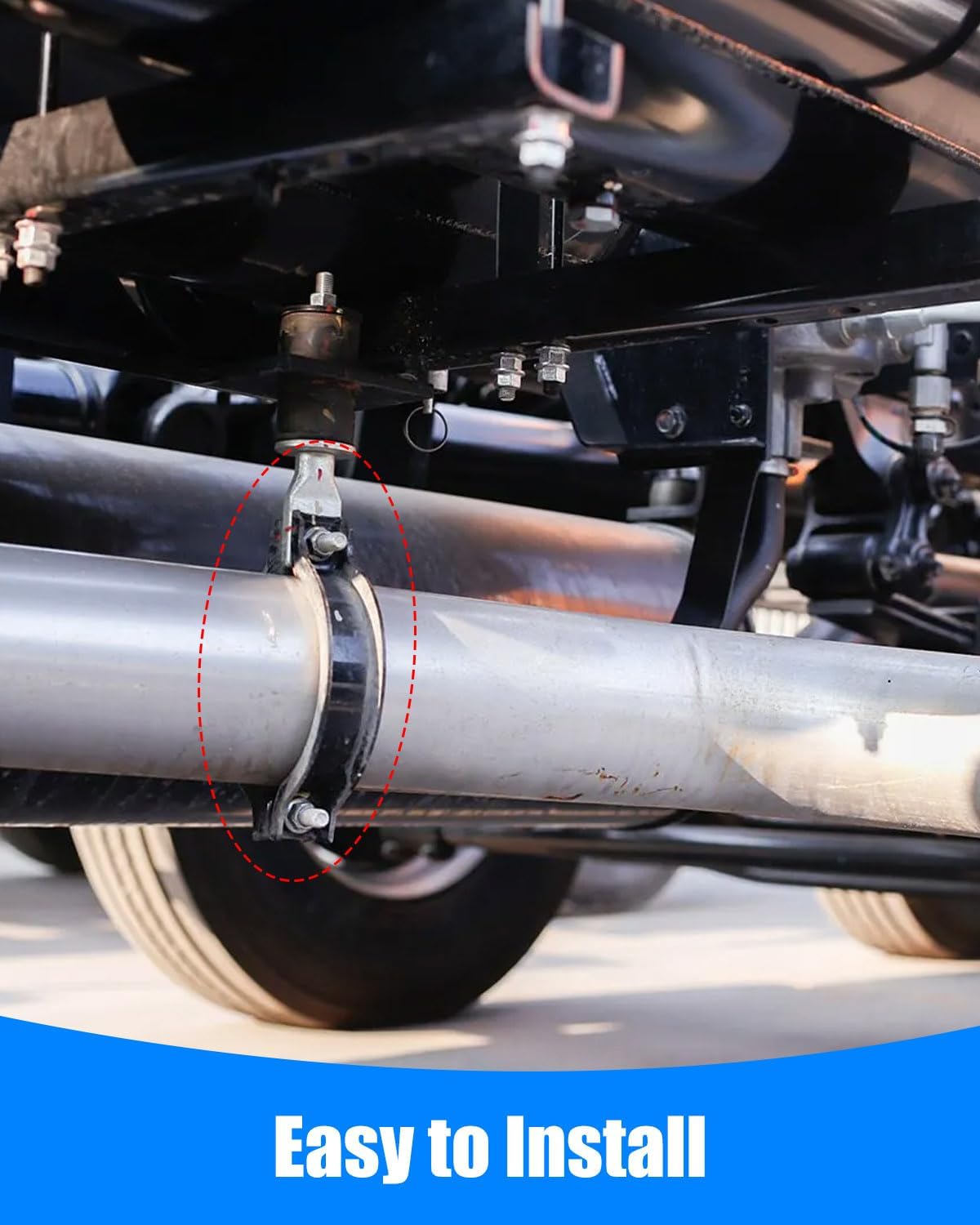 7" Stainless Steel Butt Joint Exhaust Clamp Fit for Peterbilt Kenworth and Universal Applications, with Inclined bracket