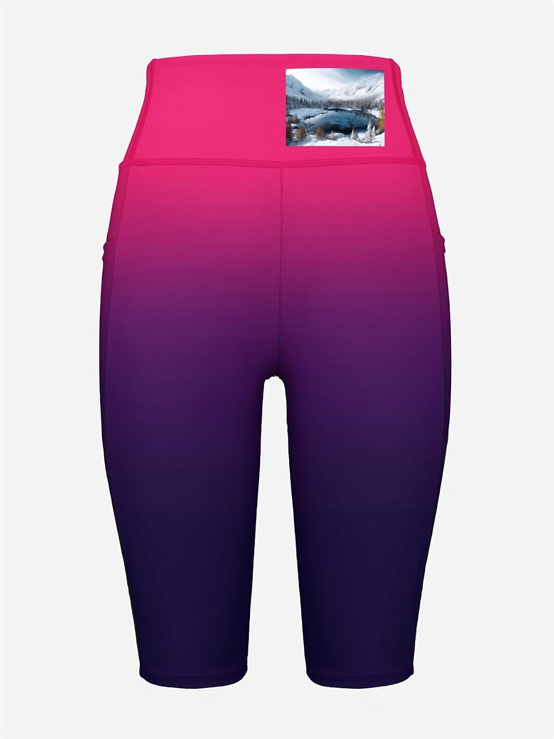 Winter Mountains Snow Scene Swim Shorts with Pockets, Bottoms Swimwear, Women's Swim Pants Gradient Purple Powder, Bathing Suit Leggings XX-Large (xx_l)