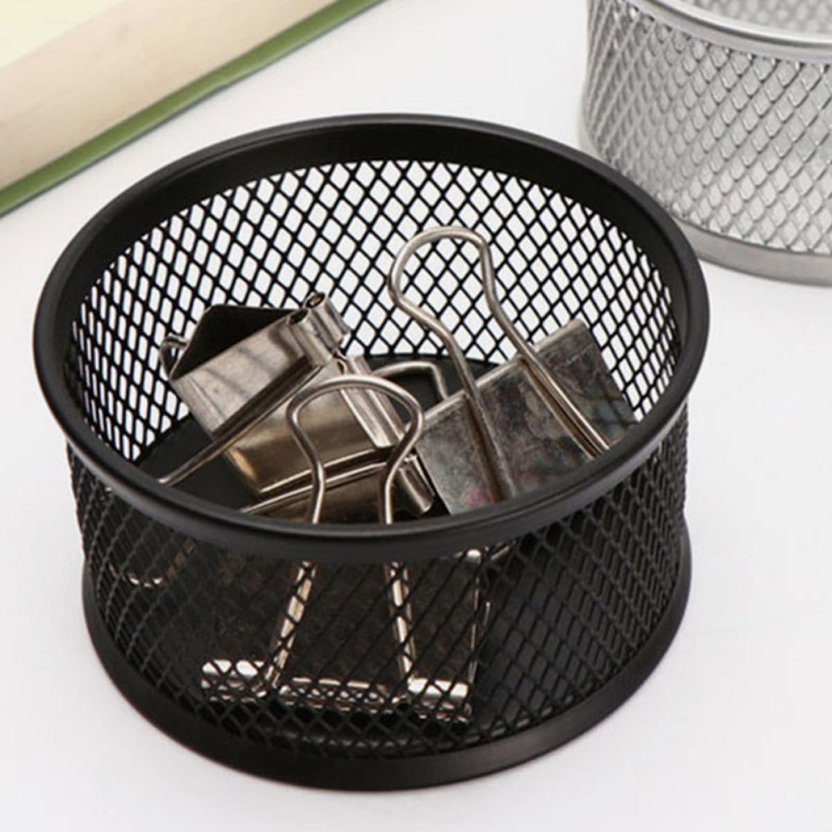 Cabilock 6 Pcs Mesh Paperclip Holders for Desk, Metal Mesh Paper Clip Organizer Dispenser Function, Office Supplies Storage Containers for School and Workspace