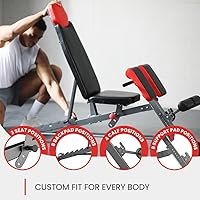 Vista 2 de Finer Form - Banco de pesas multifuncional FID para entrenamiento corporal todo en uno – Extensión de espalda hiper, silla romana, banco ajustable