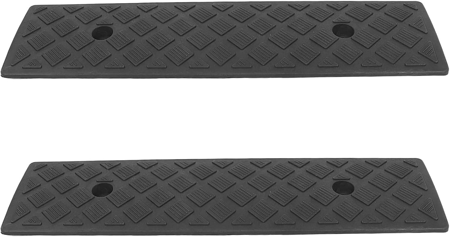 2pcs Rubber Threshold Ramps for Driveway and Doorstep, 3cm High Black Curb Pads Anti-Slip Surface, Multi-Purpose Slope Ramp for Cars, Scooters, Wheelchairs, and ATV Access