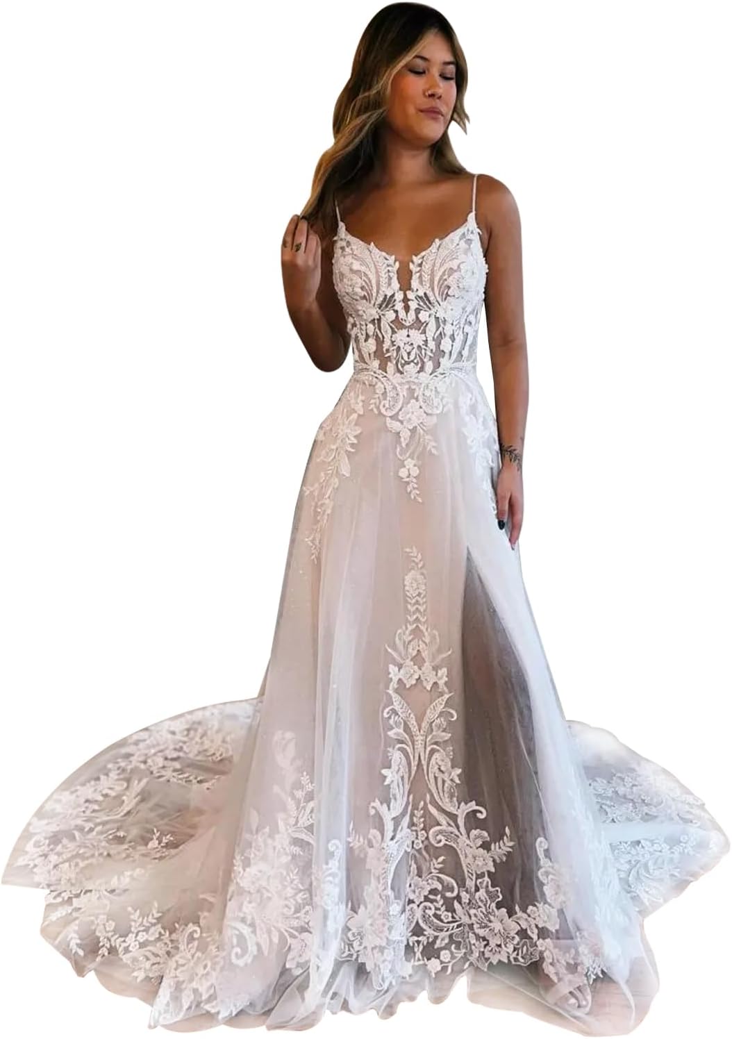 OFEECHUN Womens Lace Applique Beach Wedding Dresses India | Ubuy