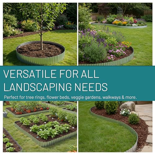 50FT Galvanized Steel Corrugated Metal Landscape Edging – Flexible & Rustproof Garden Edging Border, Decorative Metal Trim for Flower Beds, Lawn, Driveway, Walkway & Raised Beds by STIRLINGEAR - Image 6