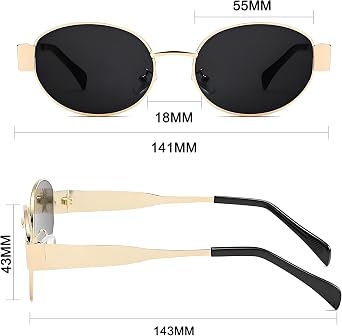 Vintage Oval 90's Polarised Sunglasses for Women - Trendy Retro UV400 Protection Shades for Driving, Travel & Daily Use