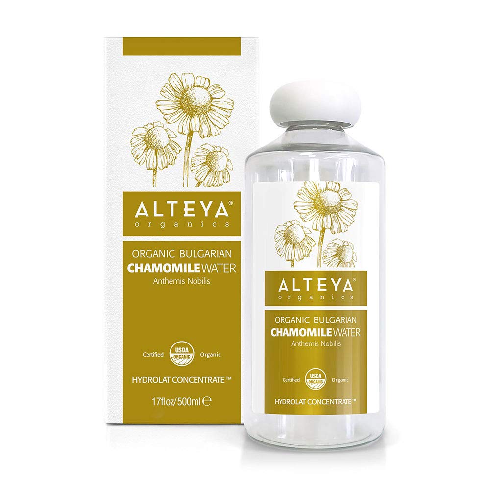 Alteya Organics Chamomile Water USDA Certified Organic Facial Toner, 17 Fl Oz/500mL Pure Bulgarian Anthemis Nobilis (Chamomile) Flower Water, Award-Winning Moisturizer BPA-Free Bottle with Reducer