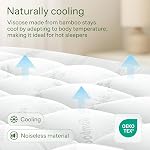 Matelas de bambou Topper Queen Taille - Refroidissement épais Oreiller respirant Top Matelas Pad for Back Pain Relief - Topper de poche profonde convient à 8-20 pouces (60x80 Pouces blanches)