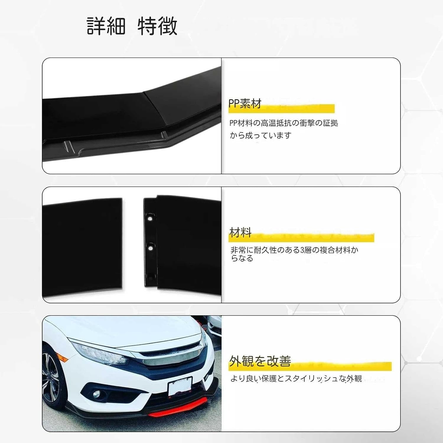 トヨタ スープラ A90 A91 DB JZA90 フロントリップスポイラー リップスポイラーに適用トヨタ スープラ JZA80フロントバンパー  4分割式カバー トリム グレードアップ 傷防止 プロテクター 軽
