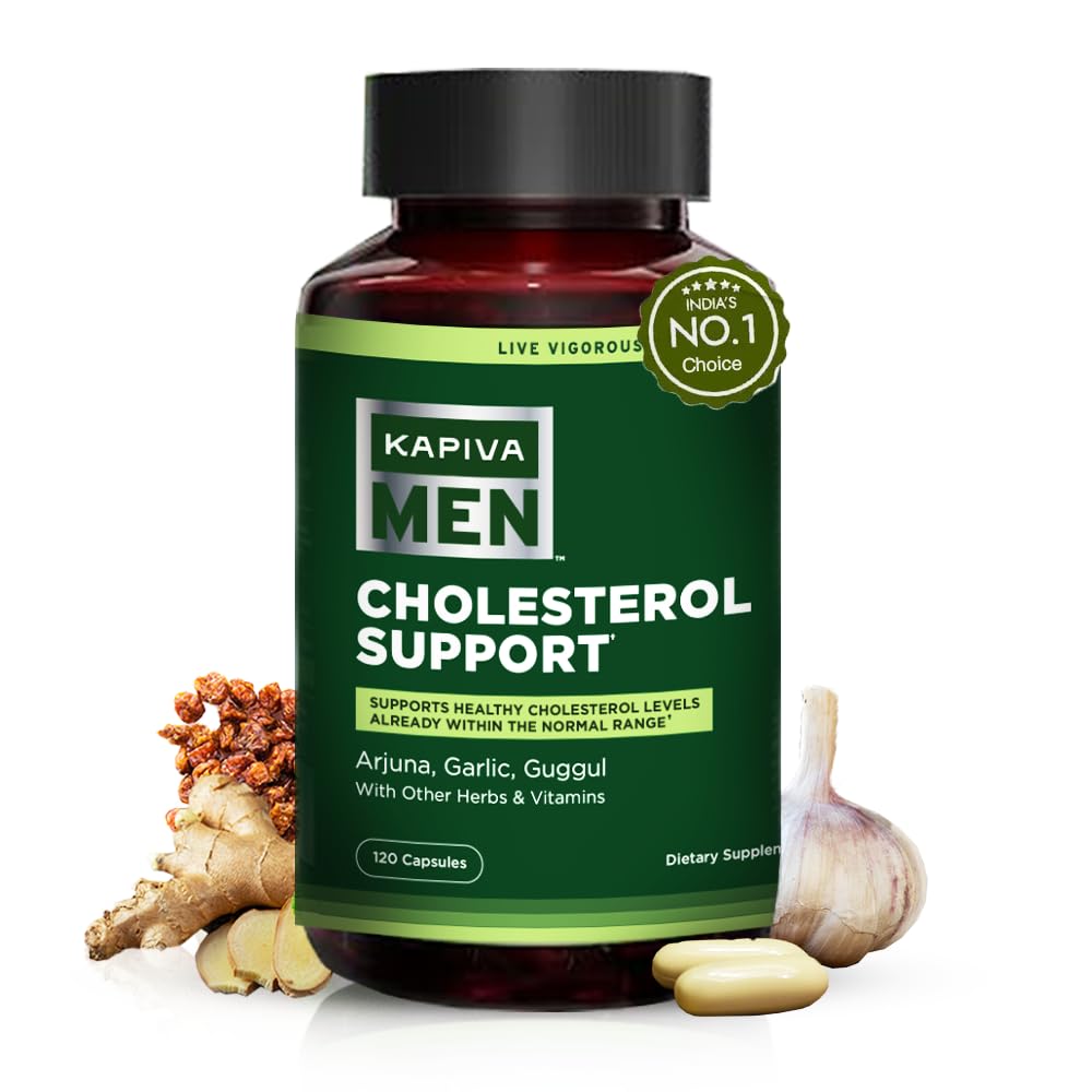 Sponsored Ad - Kapiva Cholesterol Lowering & Heart Health Supplement | Plant Sterols, Niacin, Arjuna, Garlic & Guggul | Natural Herbal Vitamins for Healthy Cholesterol Support | 120 Capsules