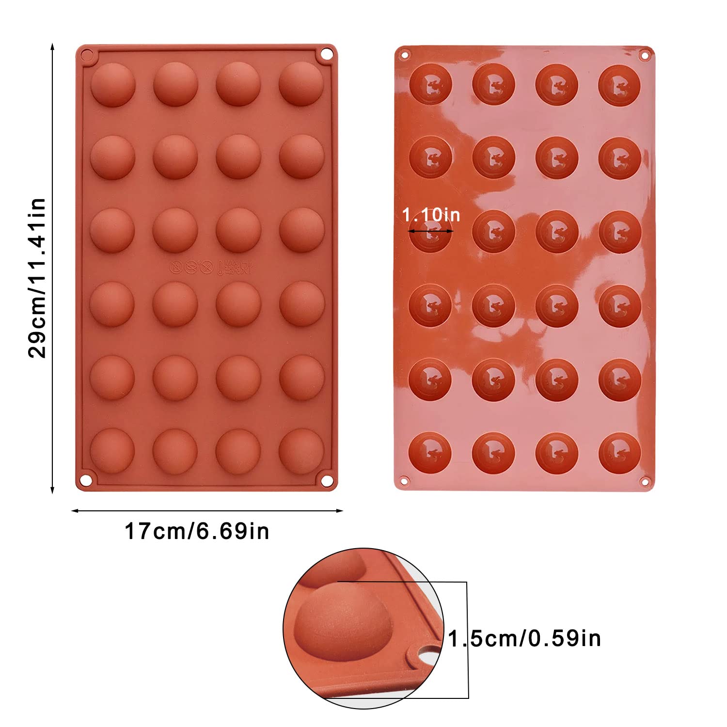 Stampo Sfera Silicone Per Cioccolatini - 2 Pezzi 15 Cavità Per Dolci Semisfere - Foto 6