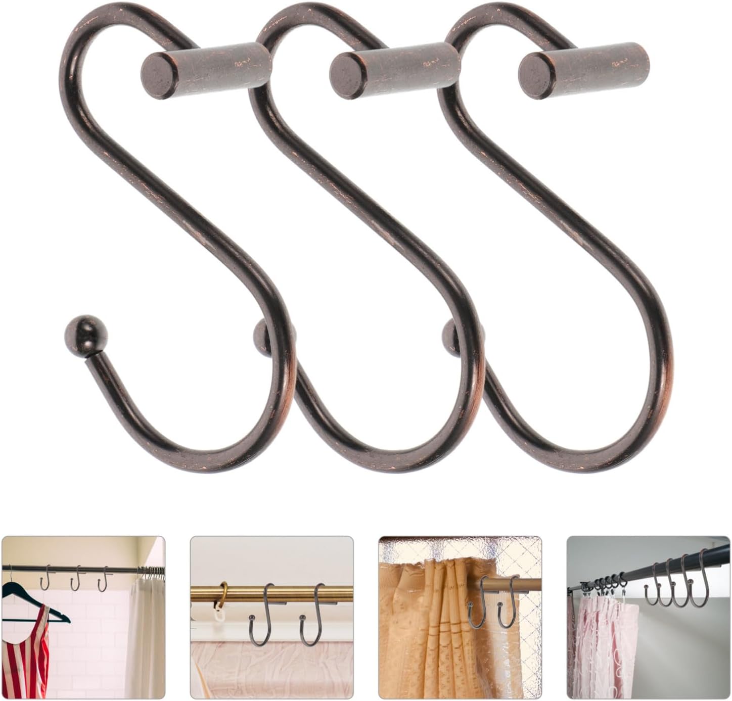 Alipis 60pcs Decorative Shower Curtain Hooks S-Shape Bathroom Hooks for Easy Sliding Versatile for Shower Window Curtains Rustproof Design for