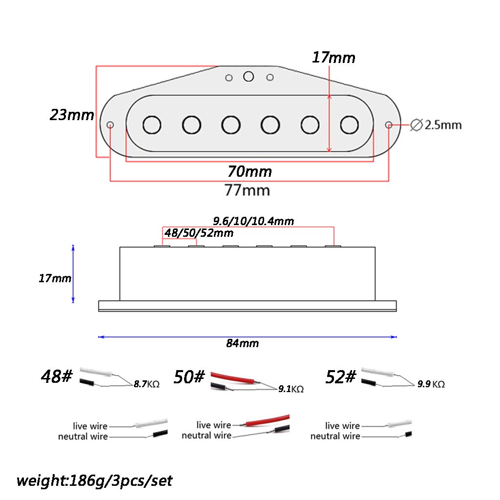 Alnicov - Pickup per chitarra, set di pickup a bobina singola, configurazione single coil SSS, accessori per chitarra in stile strato, colore bronzo