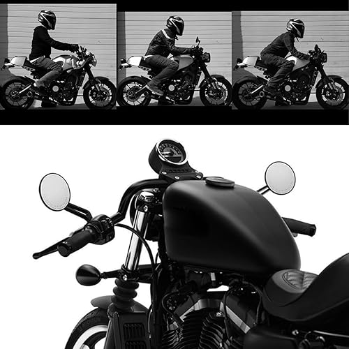 Vista 3 de 7/8 "Cafe Racer Ace clubman estilo manillar apto para Harley Cafe Racer Bobber Chopper KZ650 550 CB500 CB650 CB750 Negro