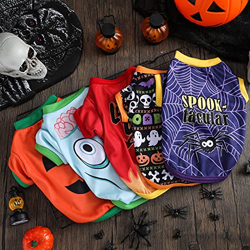 5 pcs halloween dog shirt halloween dog clothes pumpkin ghosts skeletons pet costume printed funny scary dog apparel halloween party cosplay supplies for pet dogs, cats 4 5 pcs halloween dog shirt halloween dog clothes pumpkin ghosts skeletons pet costume printed funny scary dog apparel halloween party cosplay supplies for pet dogs, cats - image 5