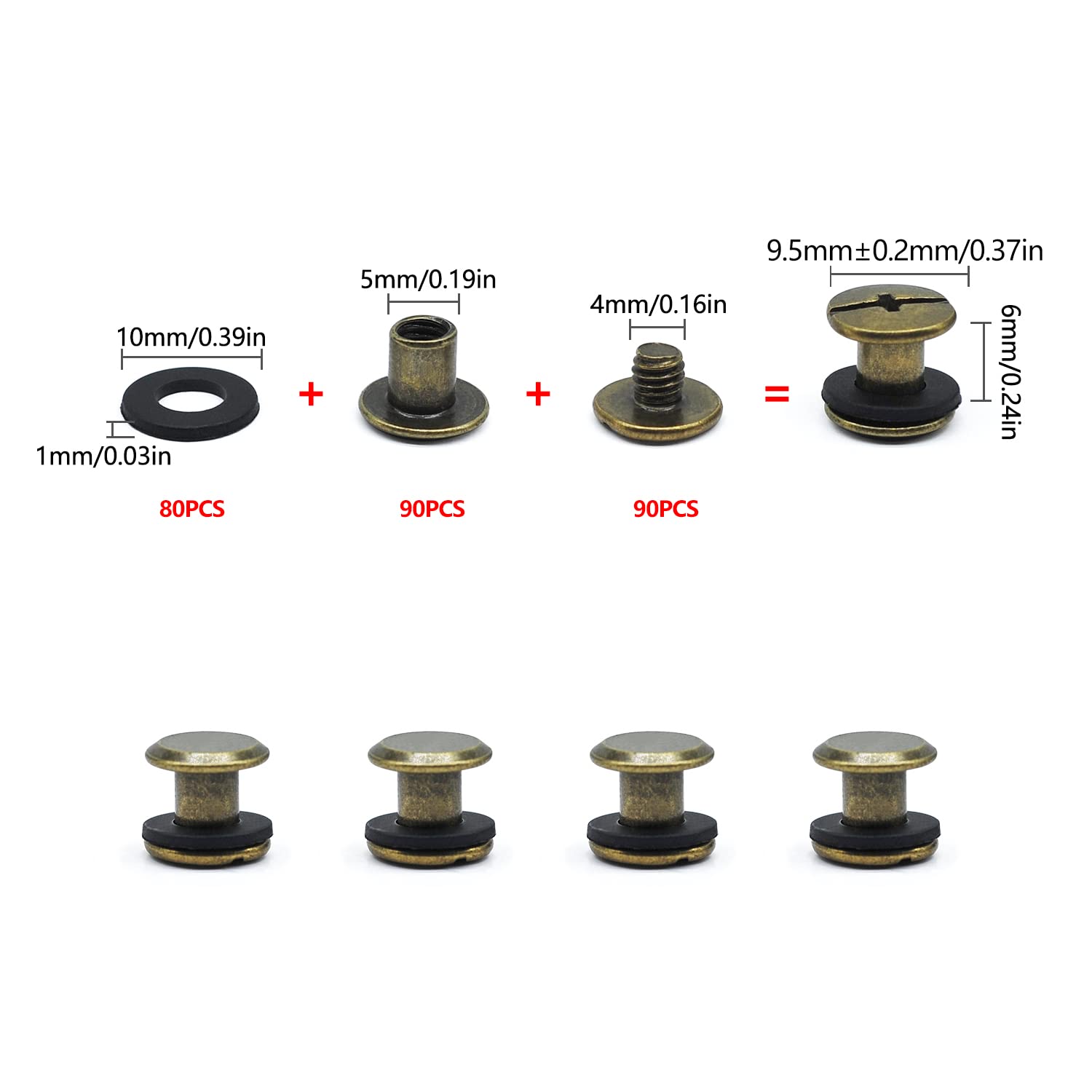 Set 100 Viti Chicago M5 In Metallo - Rivetti A Vite Per Pelletteria, Borse, Libri E Lavori Fai-Da-Te - Foto 8